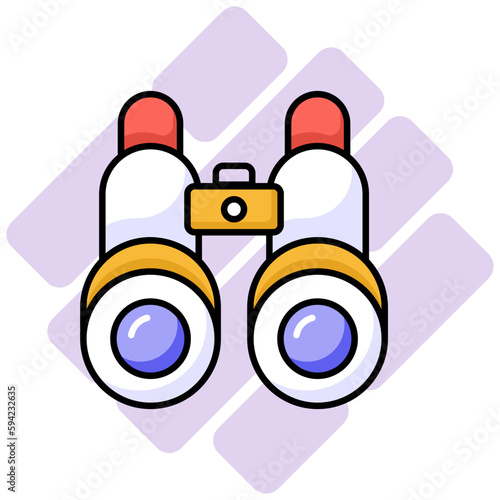 An optical instrument with a lens for each eye, used for viewing distant objects, binoculars vector design in trendy style