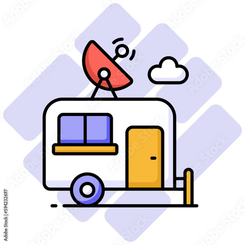 Modern vector of campervan, an editable icon of caravan in trendy style, self propelled vehicle