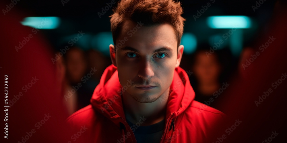 Portrait photo of a man in red