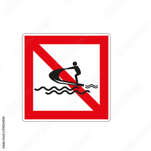 Panneau code de la navigation en eaux intérieures: 
Interdiction aux engins motorisés