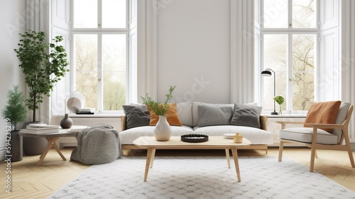 Scandinavian-style modern living room with sofa