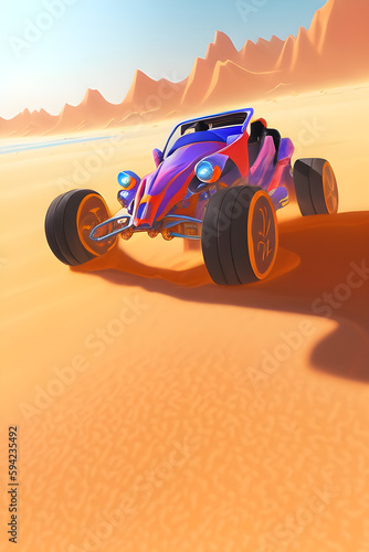 Race car in the desert. Generative AI