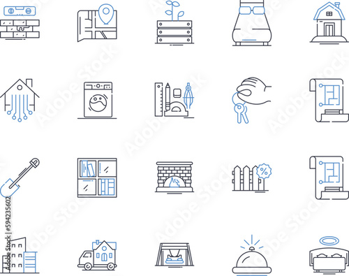 Refinishing line icons collection. Renewal, Restoration, Rejuvenation, Refinishing, Repair, Improvement, Upgrade vector and linear illustration. Redecoration,Reinvigoration,Resurface outline signs set
