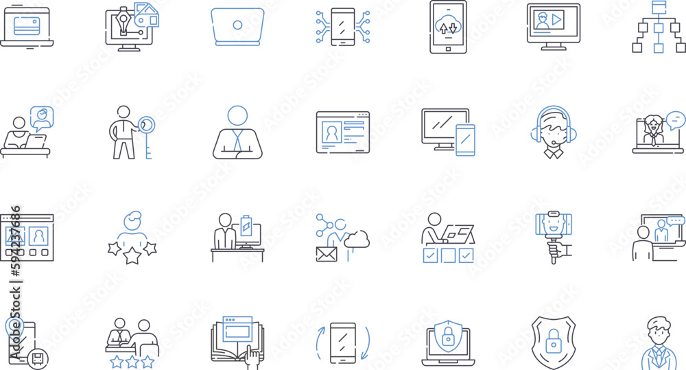 Banking Account line icons collection. Interest, Savings, Checking, Deposits, Withdrawals, Balance, ATM vector and linear illustration. Overdraft,Transactions,Statements outline signs set