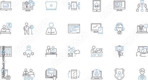 Banking Account line icons collection. Interest, Savings, Checking, Deposits, Withdrawals, Balance, ATM vector and linear illustration. Overdraft,Transactions,Statements outline signs set