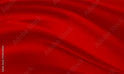Red satin or silk fabric textile as background.Abstract vector background luxury red silk or satin texture.Red cloth or liquid wave or wavy folds of grunge silk. Red luxurious background. Vector EPS10