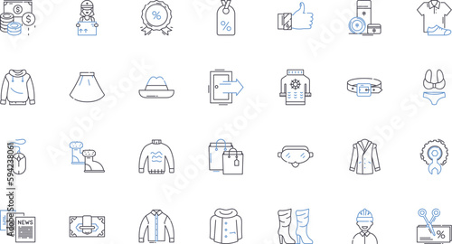 Supermarket and customer line icons collection. Checkout, Aisles, Trolley, Discounts, Coupons, Loyalty, Freshness vector and linear illustration. Quality,Variety,Convenience outline signs set