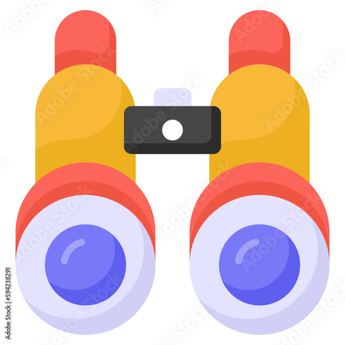 An optical instrument with a lens for each eye, used for viewing distant objects, binoculars vector design in trendy style