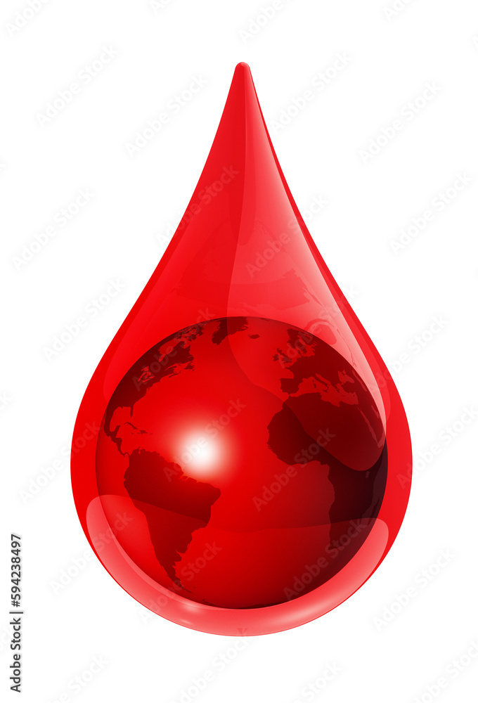 Fototapeta premium Earth globe in a blood drop
