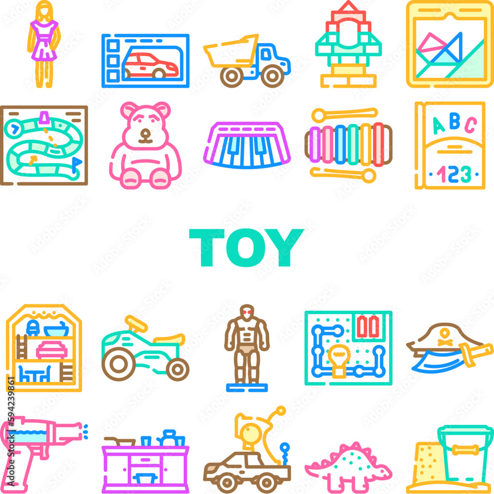 toy child baby play icons set vector toy child baby play icons set vector