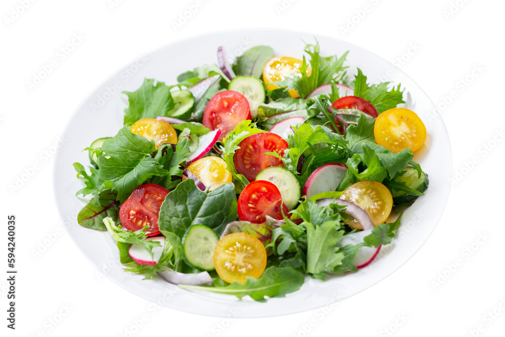 plate of salad with fresh vegetables isolated on transparent background plate of salad with fresh vegetables isolated on transparent background