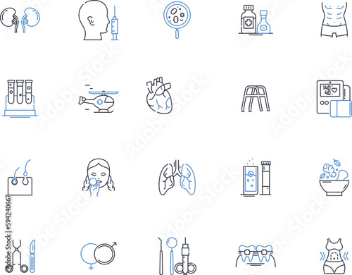 Strength body line icons collection. Power, Muscles, Stamina, Endurance, Resilience, Vigor, Robustness vector and linear illustration. Force,Tenacity,Determination outline signs set