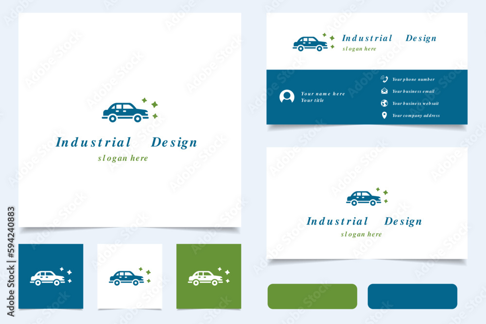 Industrial design logo design with editable slogan. Branding book and business card template. Industrial design logo design with editable slogan. Branding book and business card template.
