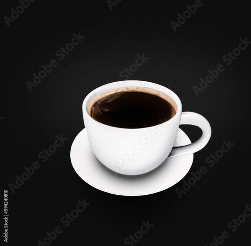 cup of coffee on black - cup of coffe background - Generative AI