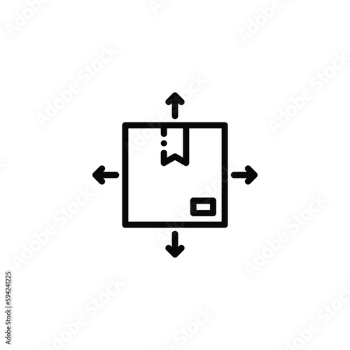Black linear post box with way arrows vector icon. Delivery of goods to any direction concept icon design.