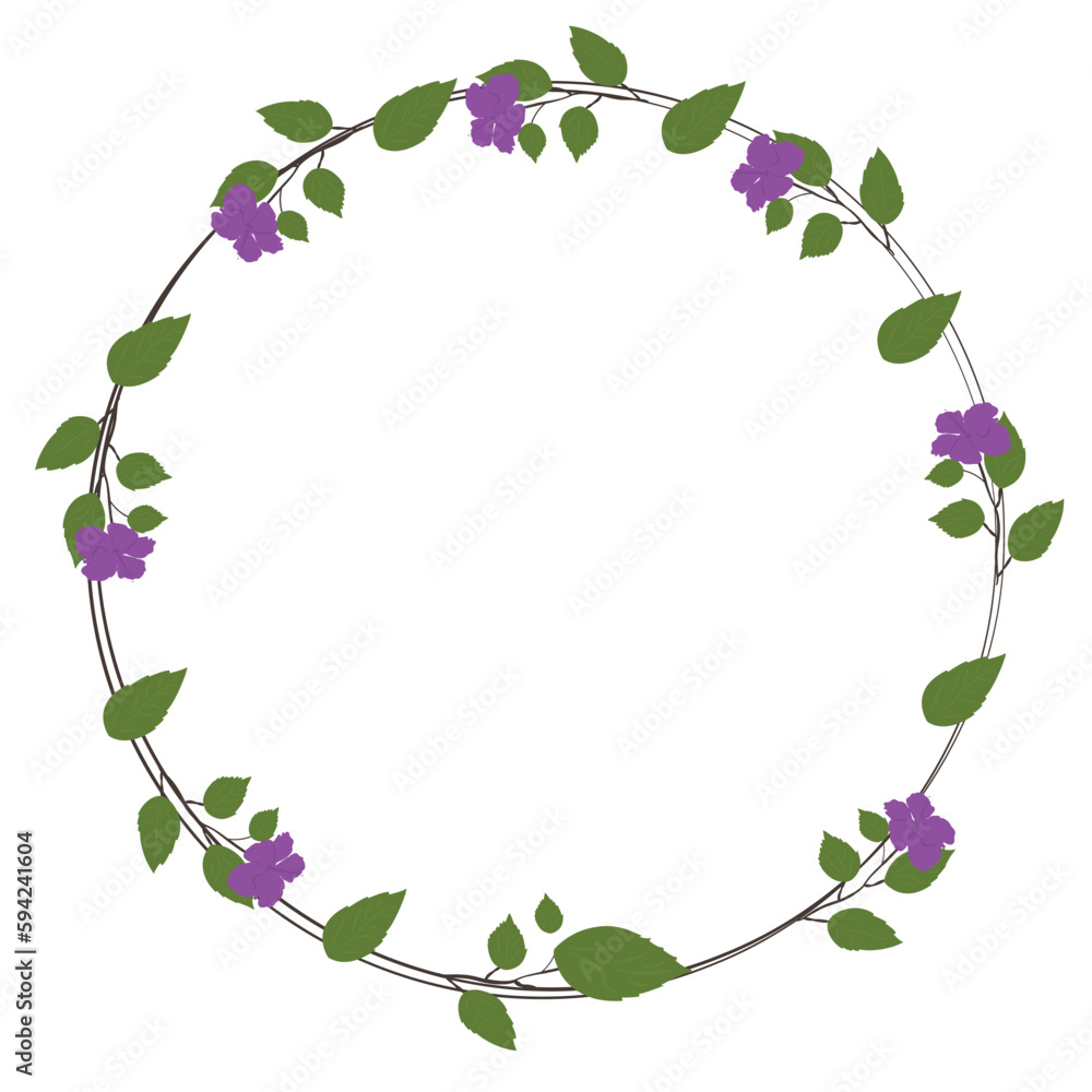 Naklejka premium Flower and leaves wreath