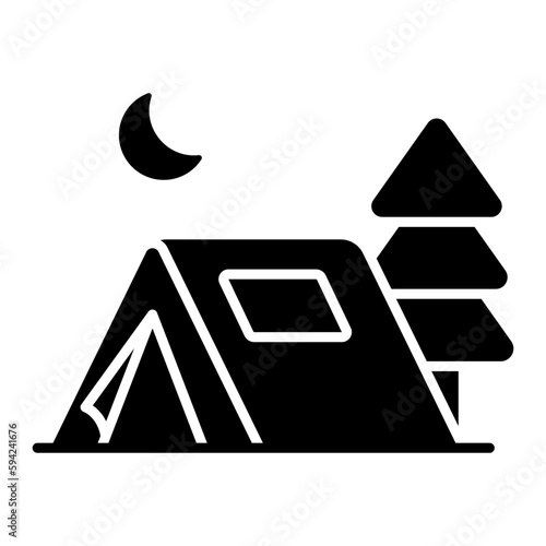 A temporary shelter made of fabric and designed for outdoor camping, providing protection from the elements and a place to sleep