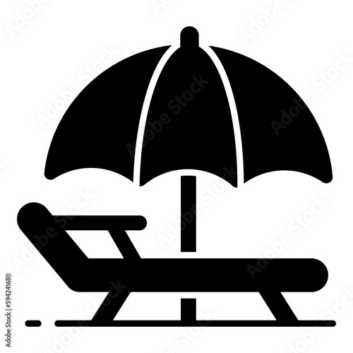 An icon of sunbed represents tanning or relaxation in the sun, premium vector design