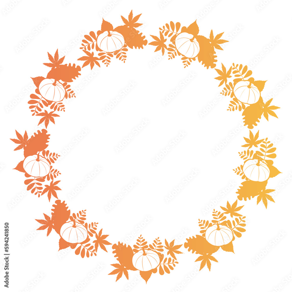 Autumn leaves with pumpkins pattern silhouette