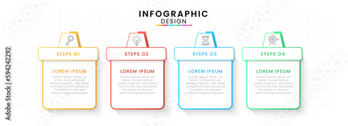 Vector Infographic design template modern timeline. 4 options or steps, Business project template for presentation and report.
