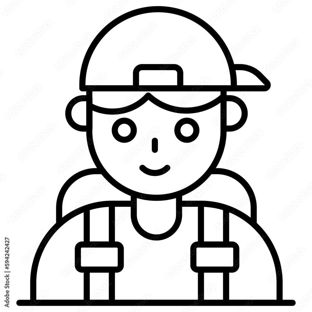 A person wearing cap and backpack denoting vector of traveler in modern style A person wearing cap and backpack denoting vector of traveler in modern style