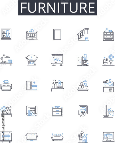 Furniture line icons collection. Partnership, Teamwork, Synergy, Unity, Connection, Collaboration, Coordination vector and linear illustration. Joint effort,Alliance,Mutual aid outline signs set