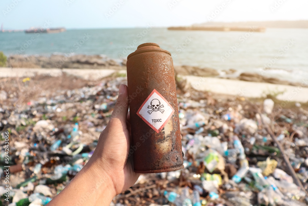 Chemical Garbage is throw away in nature and destroys Chemical Garbage is throw away in nature and destroys