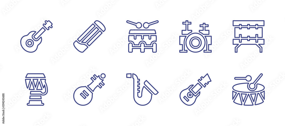 Musical instrument line icon set. Editable stroke. Vector illustration ...