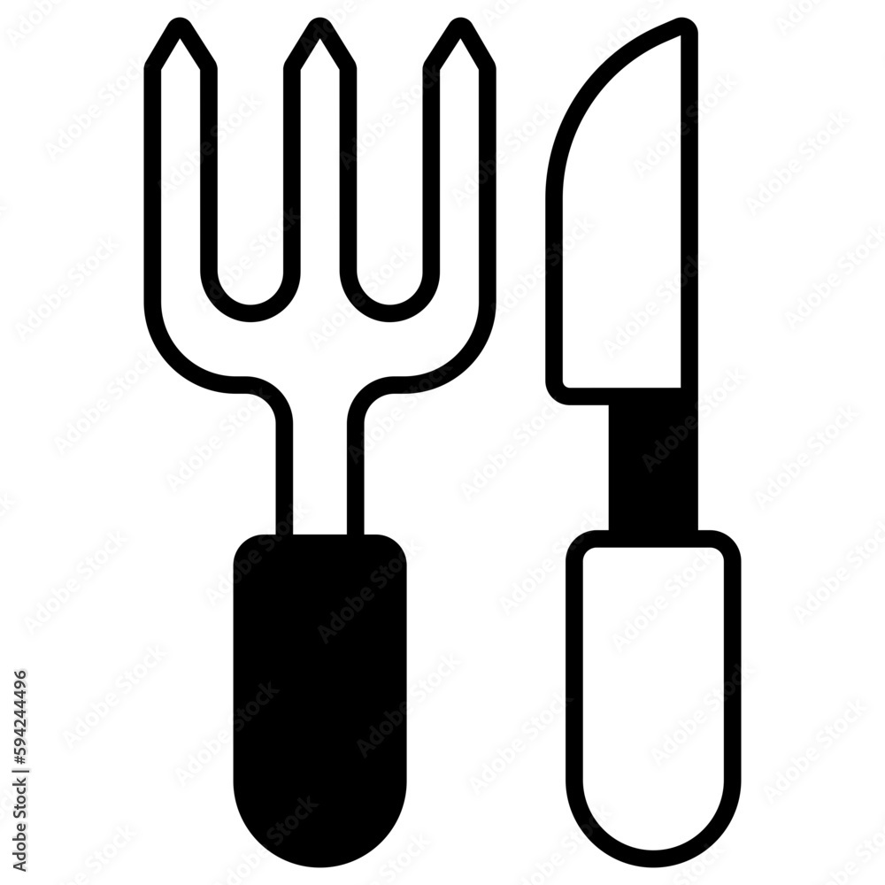 Vector of fork and knife showing kitchen utensils, icon of cutlery Vector of fork and knife showing kitchen utensils, icon of cutlery