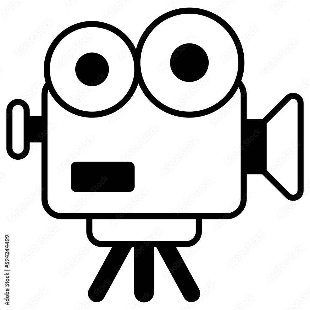 Retro film camera vector design in trendy style, professional video camera design