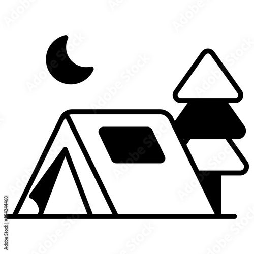 A temporary shelter made of fabric and designed for outdoor camping, providing protection from the elements and a place to sleep