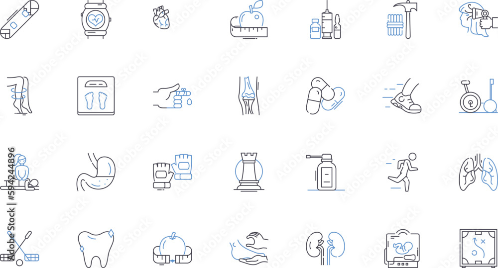 Nutrition line icons collection. Healthy, Balanced, Vitamins, Minerals, Protein, Energy, Fiber vector and linear illustration. Nutrients,Water,Wellness outline signs set