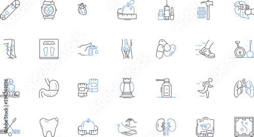 Nutrition line icons collection. Healthy, Balanced, Vitamins, Minerals, Protein, Energy, Fiber vector and linear illustration. Nutrients,Water,Wellness outline signs set