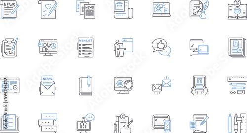 Creative author line icons collection. Imaginative, Innovative, Inventive, Visionary, Artistic, Expressive, Poetic vector and linear illustration. Inspired,Dreamy,Storyteller outline signs set