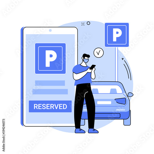 Reserve parking space for curbside pickup abstract concept vector illustration.
