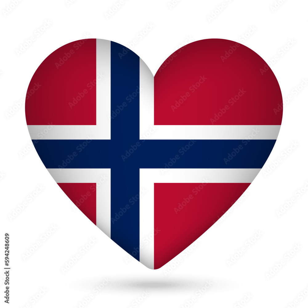 Fototapeta premium Norway flag in heart shape. Vector illustration.