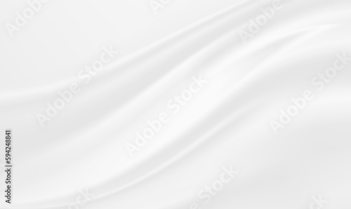 Luxury white cloth background abstract with soft waves. White fabric smooth texture background. White silver fabric silk background. Cloth soft wave. Creases of satin, silk, and cotton. Vector EPS10.