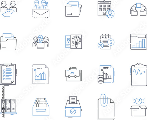 Transaction process line icons collection. Payment, Authorization, Verification, Validation, Exchange, Settlement, Confirmation vector and linear illustration. Deposit,Withdrawal,Disbursement outline