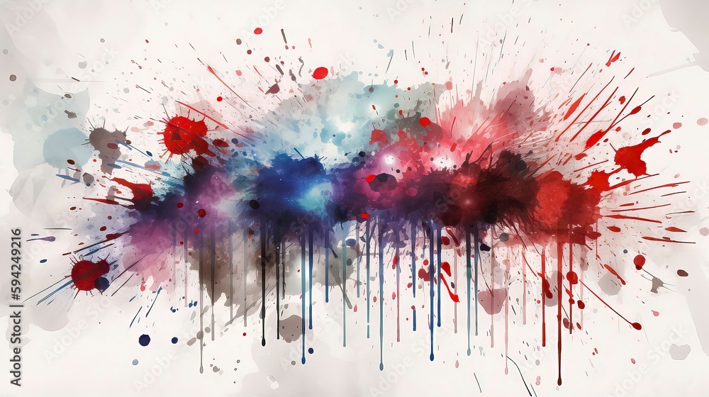 Fototapeta premium 4th of_july red white blue painting banner design vector , American Flag concept. Splash Color. Generative AI
