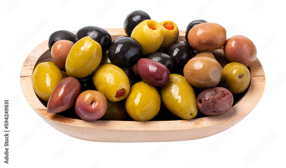 olive in wooden bowl