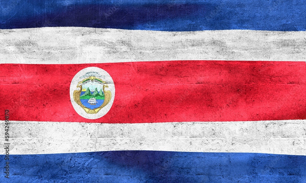 Costa Rica flag - realistic waving fabric flag
