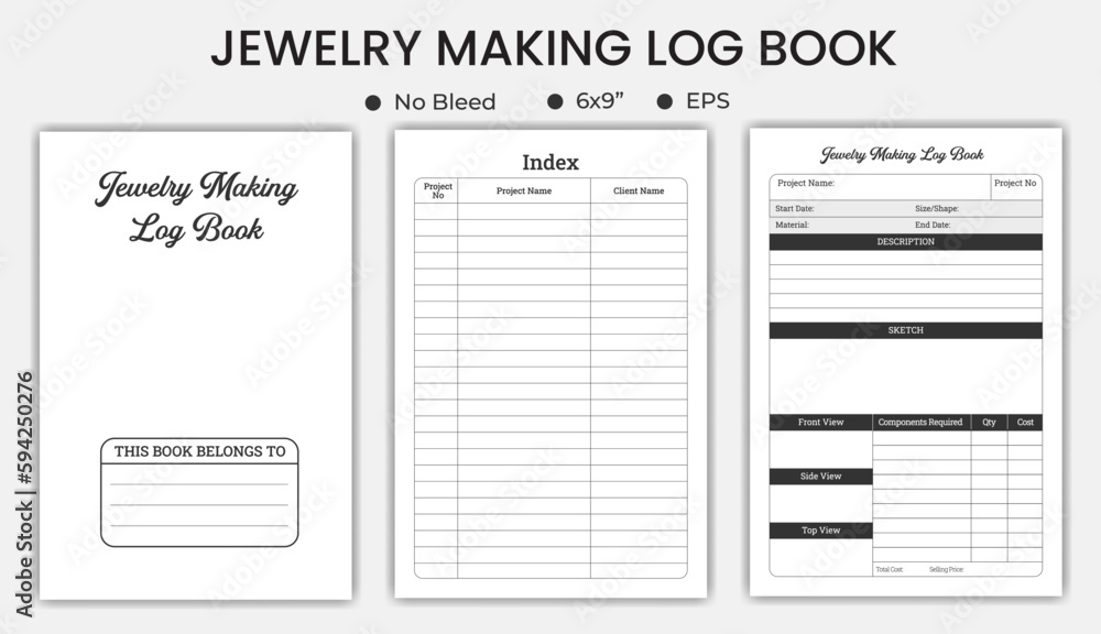 Jewelry Making Logbook Or Notebook, Low Content kdp Planner