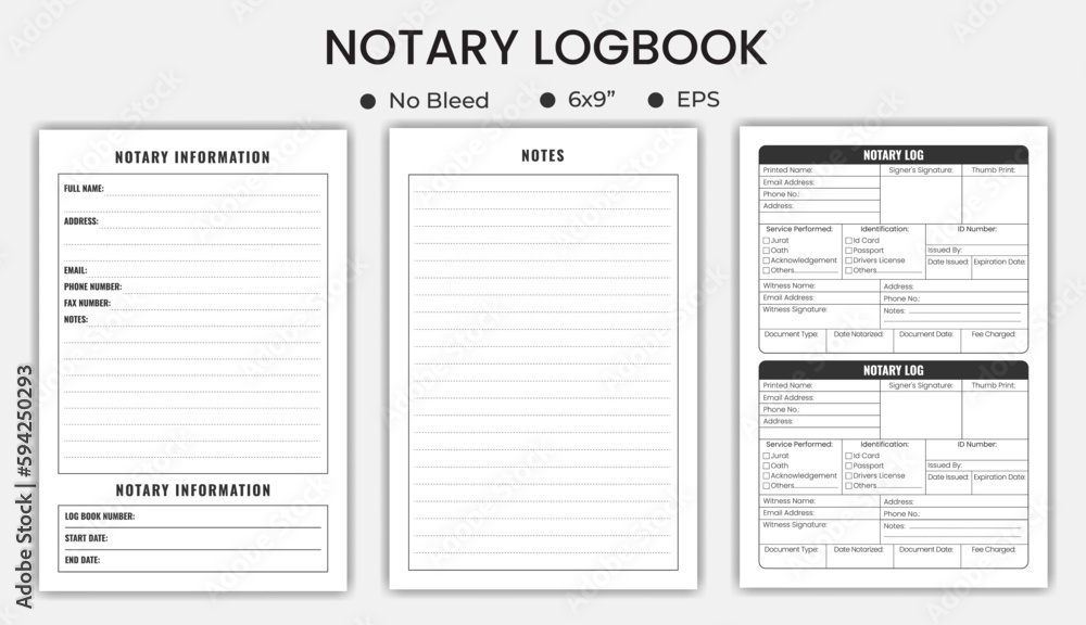 Notary Logbook Or Notebook, Low Content kdp Interior Template Notary Logbook Or Notebook, Low Content kdp Interior Template