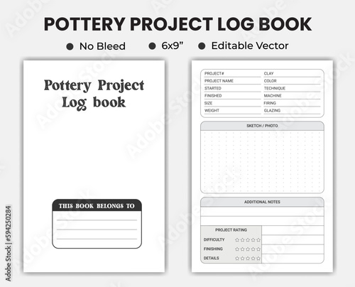 Pottery Project Log Book Or Notebook Planner. Low Content kdp Interior Template 