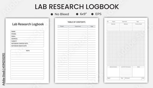 Lab Research Logbook Or Notebook, Low Content kdp Planner