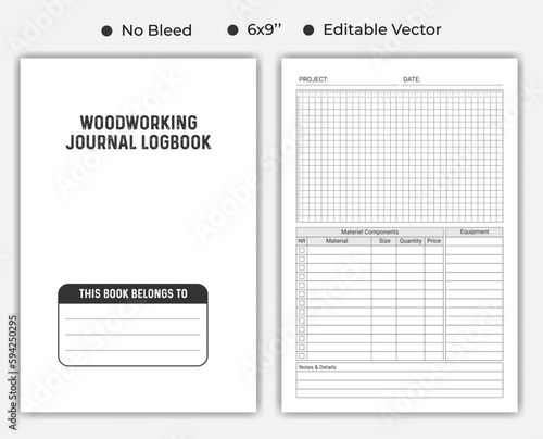 Woodworking Journal Logbook, Or Notebook, Low Content kdp Interior Template 