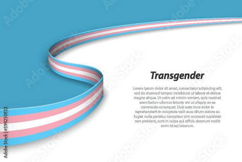 Waving ribbon or banner with Transgender pride flag