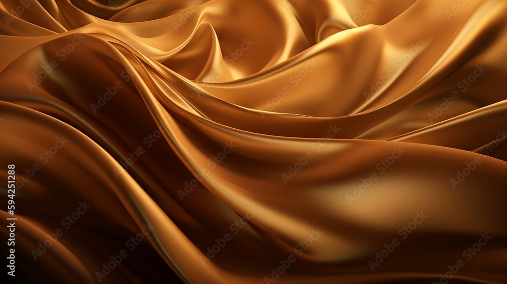 Fototapeta premium Golden silk waving, wallpaper, Generative AI