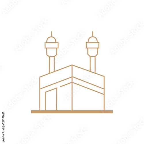 kaaba icon with simple thin line style use for islamic event, web, print or pictogram assets. illustration of hajj, umrah, ramadan kareem, ied mubarak - line vector.