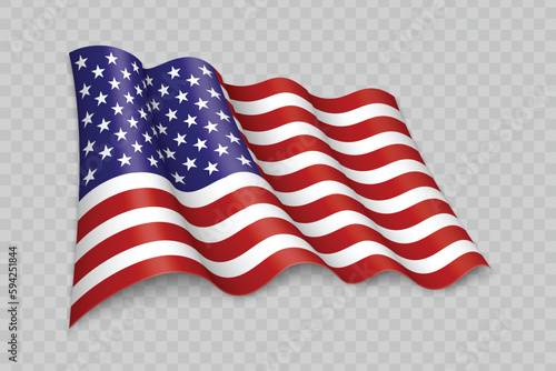 3D Realistic waving Flag of United States